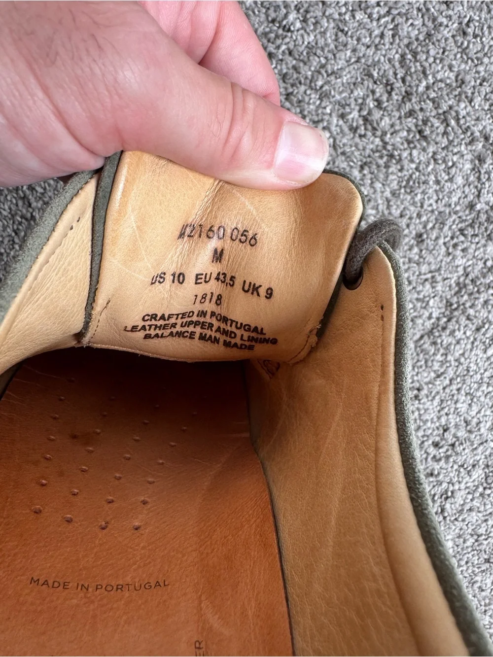 Samuel Hubbard Olive Suede Derby Shoes - Lace-Up Men's Size 10